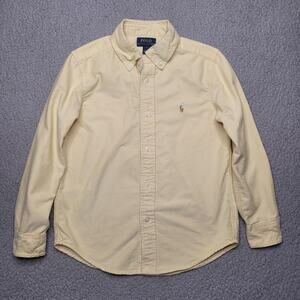 Polo Ralph Lauren Shirt Boys 6 Yellow Button Up Long Sleeve Polo Bear Oxford